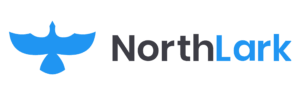 Official corporate logo for NorthLark featuring a stylized blue bird icon in flight next to two-toned modern text.