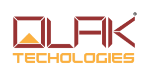 The corporate logo of OLAK Technologies, featuring stylized lettering with a mountain icon and modern brand typography