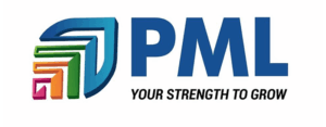 Corporate logo for PML, featuring a colorful, upward-pointing arrow emblem and the slogan, Your Strength To Grow