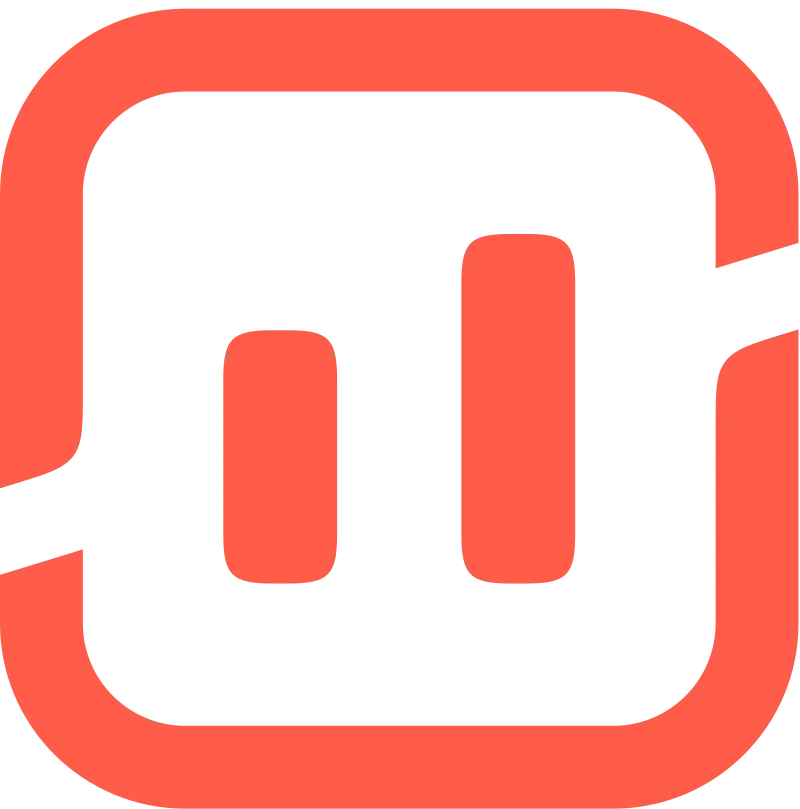 Red and white icon representing growth or data analysis, possibly for SEO