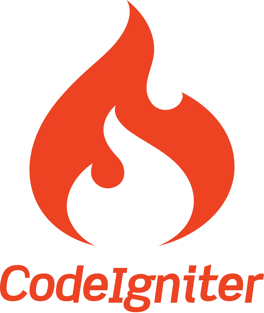 CodeIgniter logo: orange flame above text "CodeIgniter