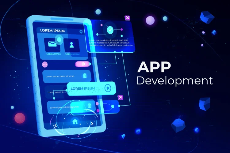 App Development Services Banner – Mobile UI Illustration