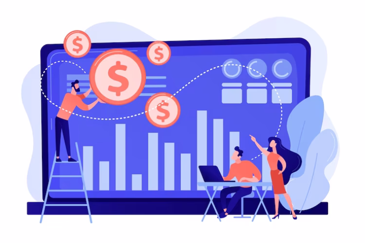 Financial growth analysis and revenue optimization illustration